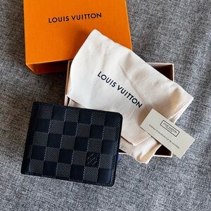 Louis Vuitton Black and Gray Checkered Card Holder